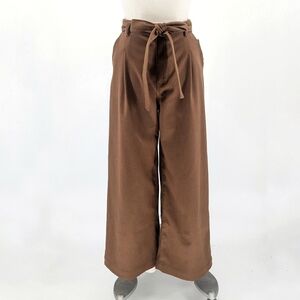 Moon River Wide Leg Fleece Pant Brown M preppy fall Business casual rustic weste